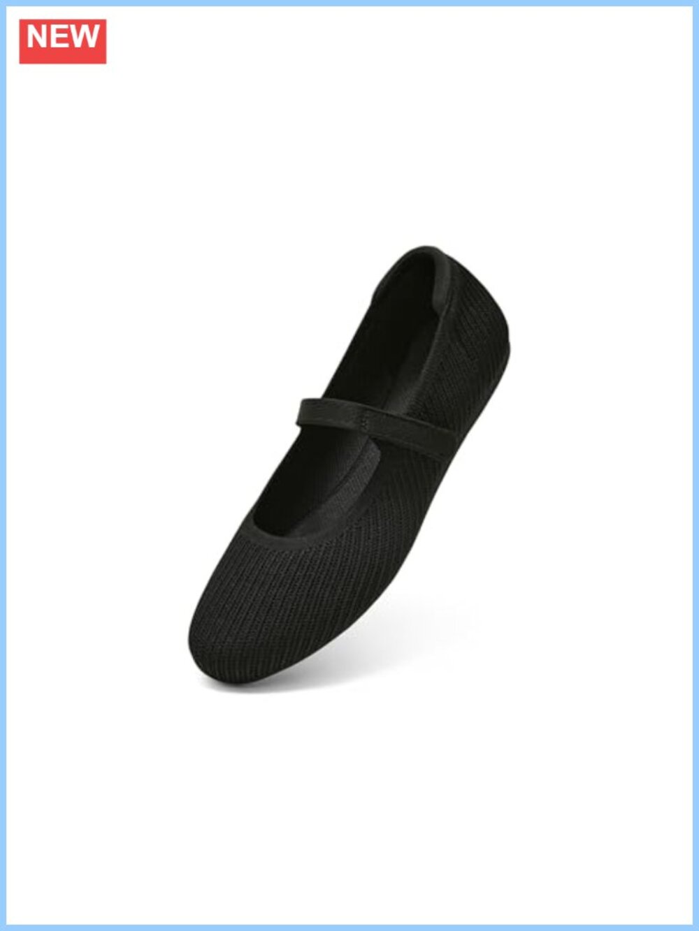 Mary Jane Flats Round Toe Adjustable Strap Washable Knit Slip On